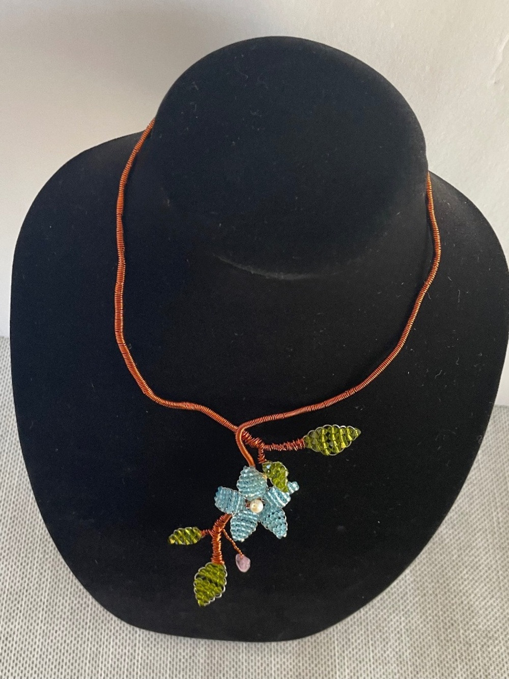 Wire Wrapped Flower Necklace - "Floral Suite"